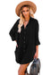 Blue Corduroy Shirt Style Full Button Long Sleeve Shift Mini Dress