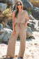 Black Buttoned Vest Drawstring Wide Leg Pants 2pcs Set