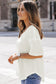 White Waffle Knit Drop Shoulder Loose Top