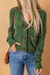 Green Front Pockets Buttons Textured Cardigan