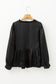 Black Metallic Frilled V Neck Puff Sleeve Babydoll Blouse