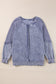 Light Grey Solid Waffle Knit Patchwork Raglan Sleeve Sweatshirt