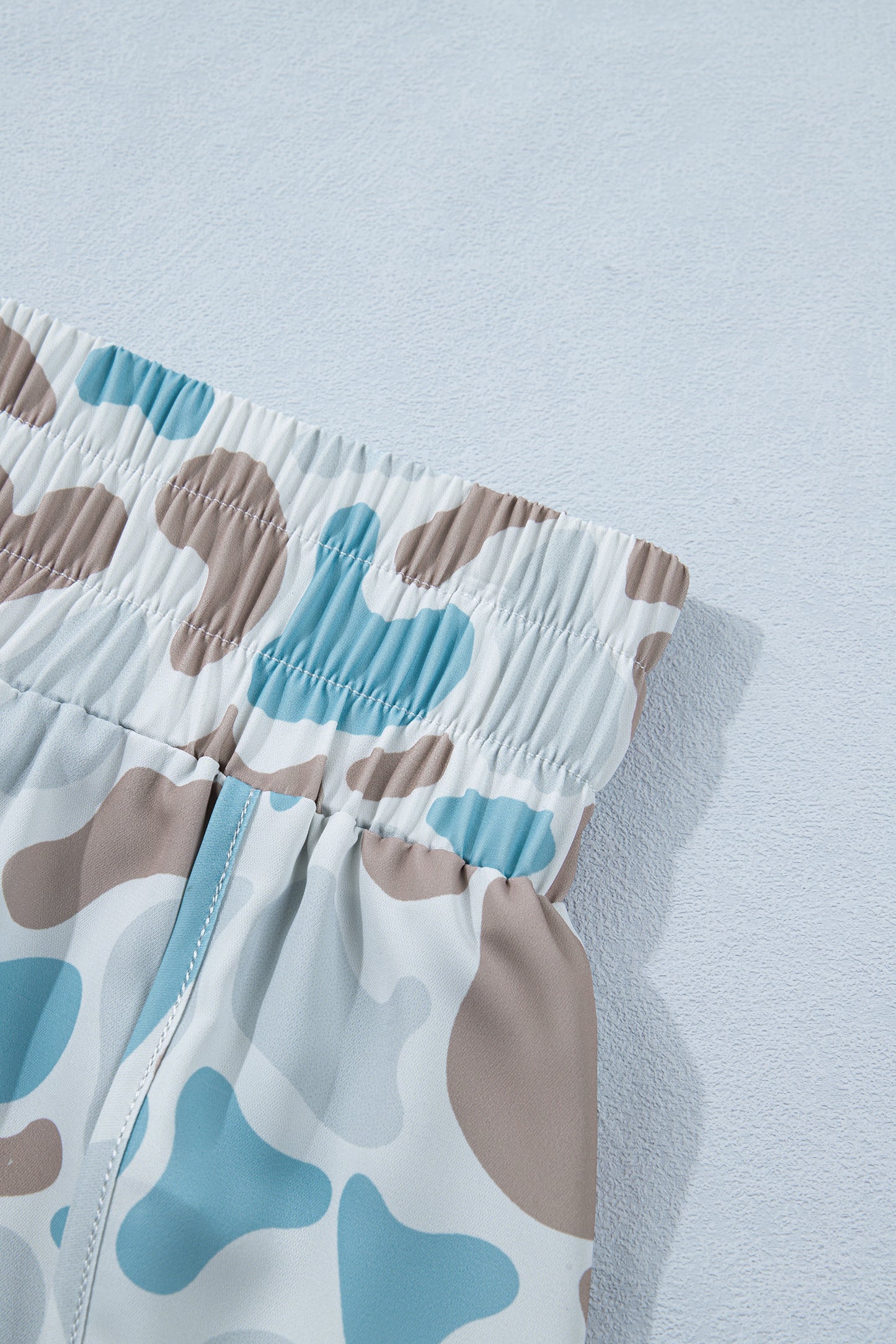 Multicolour Camouflage Print Shirred High Waist Athleisure Shorts