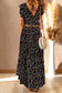Black Multicolor Floral Ruffled Crop Top and Maxi Skirt Set