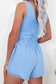 Black Plain Sleeveless Loop Drawstring Cinched Waist Romper