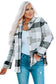 Gray Plaid Color Block Buttoned Long Sleeve Jacket with Pocket