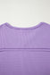 Purple Exposed Seam Half Sleeve Knitted V Neck Textured Top