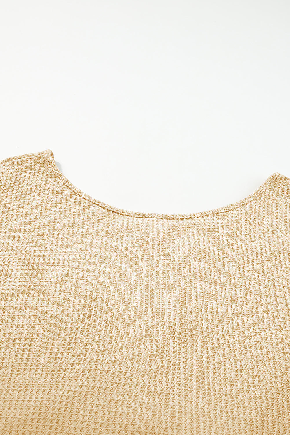 Apricot Sequin Sleeve Open Back Waffle Knit Top