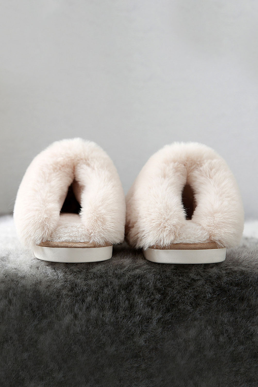 Khaki Faux Suede Plush Lined Slippers