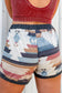 White Aztec Print Drawstring Waist Casual Shorts