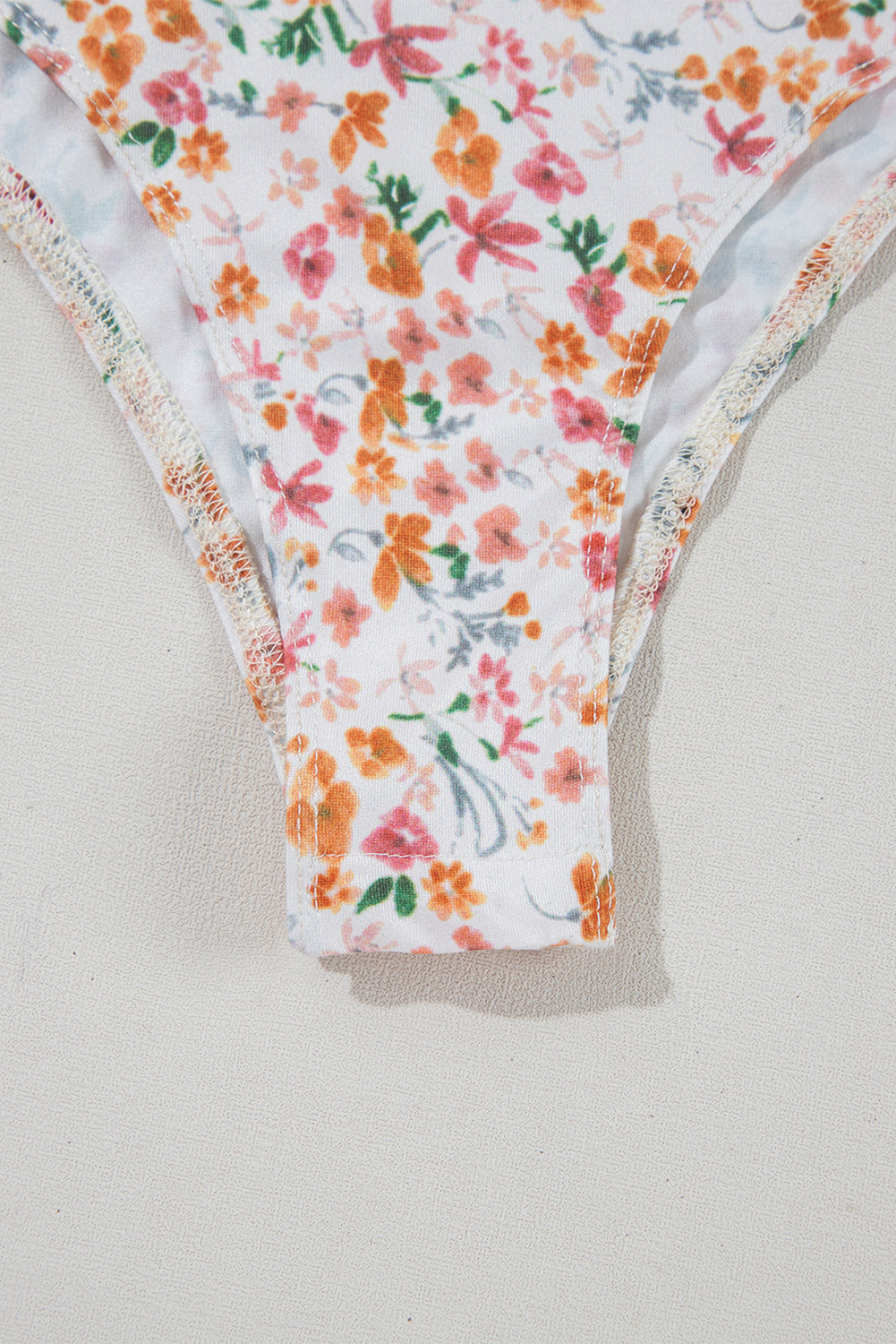 Orange Short Sleeve Floral Ruched Sweetheart Bodysuit