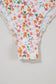 Orange Short Sleeve Floral Ruched Sweetheart Bodysuit