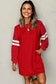 Tillandsia Purple Varsity Contrast Banded Sleeve Shift Sweatshirt Dress