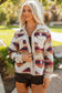 Multicolour Western Aztec Striped Patchwork Double Flap Pocket Raw Hem Shacket