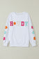 White Howdy Glitter Chenille Patch Graphic Casual Sweatshirt