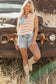 Beige USA Flag Notched Neckline Loose Sweater Vest