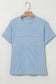 Myosotis Plain Corded Knit Mock Neck T Shirt