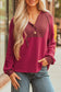 Oatmeal Waffle Patchwork Drop Shoulder Hooded Long Sleeve Top