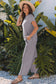 Smoke Gray Solid Corded Knit Short Sleeve T Shirt and Wide Leg Pants Set