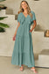 Textured V Neck Flutter Sleeve Ruffled Maxi Dress