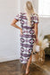 Red Western Aztec Printed Long T-shirt Dress