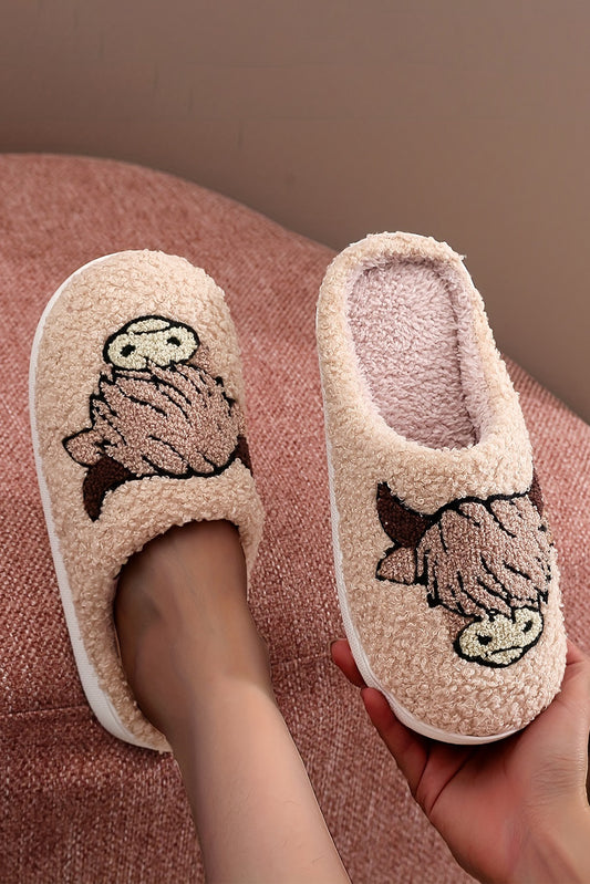Highland Cow Plush Slippers