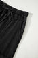 Black Mineral Wash Exposed Seam Drawstring High Waist Wide Leg Cargo Pants