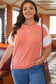 Parchment Twist Rib Colorblock Hi Low Plus Size Short Sleeve Top