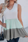 Ruffled V Neck Color Block Tank Top