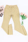 Khaki Raw Edge Mid Waist Flared Jeans