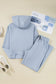 Beau Blue Half Zip Thumbhole Sleeve Hoodie Active Pants 2pcs Outfit