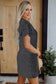 Black Stripe Ruffled Short Sleeve Crew Neck T Shirt Shift Mini Dress
