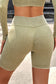 Green Solid Color High Waist Sports Yoga Shorts