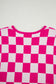 Rose Check Pattern Cap Sleeve Knitted Sweater