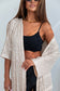 Apricot Sequin 3/4 Sleeve Open Front Duster Kimono