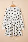 White Polka Dot Printed Long Sleeve Flared Mini Dress