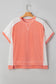 Parchment Twist Rib Colorblock Hi Low Plus Size Short Sleeve Top