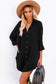 Blue Corduroy Shirt Style Full Button Long Sleeve Shift Mini Dress