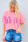 Bonbon Mom Tinsel Front Short Sleeve Sweater