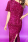 Pitaya Pink One Shoulder Thigh High Split Bodycon Sequin Gown