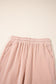 Smoke Gray Solid Corded Knit Short Sleeve T Shirt and Wide Leg Pants Set