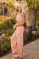 Pink Boho Floral Bandeau Top and High Waist Wide Leg Pants Set