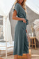 Black Dolman Button Belted V Neck Wide Leg Pocketed Jumpsuit
