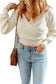 Beige Ribbed Long Sleeve Surplice Crop Sweater