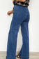 Ashleigh Blue Golden Button Detail Rolled Edge Flare Leg Jeans