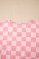 Pink Checkered V Neck Tee Drawstring Shorts Lounge Set