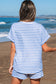 Black Stripe Knitted Short Sleeve Top and Drawstring Shorts Set