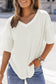 White Waffle Knit Drop Shoulder Loose Top