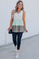 Ruffled V Neck Color Block Tank Top