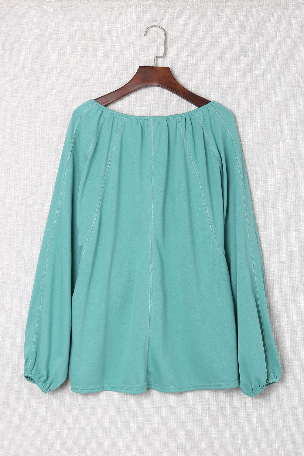 Split V Neck Green Dolman Top